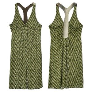 Scharke Mini Dress Size M Green Silk Racerback Abstract Animal Print Sundress